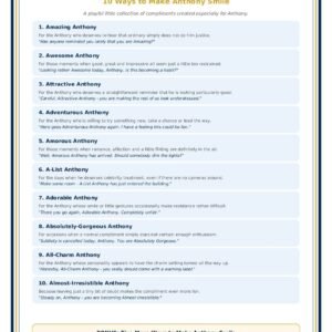 Amazing Anthony printable from The Smile Collection with ten playful ways to make Anthony smile