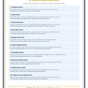 Brilliant Brian printable from The Smile Collection with ten playful ways to make Brian smile