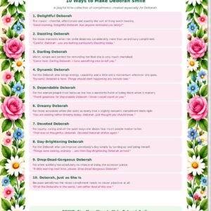 Delightful Deborah printable from The Smile Collection with ten playful ways to make Deborah smile