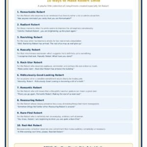 Remarkable Robert printable from The Smile Collection with ten playful ways to make Robert smile